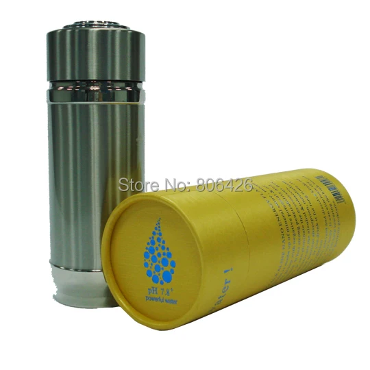 Bottiglia di acqua alcalina/boccetta con 304 in acciaio inox e filtro di energia aggiornabile + gifted scatola cilindro tutto in engish