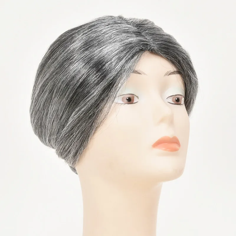 Moño pelo gris gran madre abuela abuela Cosplay sombreros Peluca disfraces de Halloween Purim carnaval mascarada vestido de fiesta