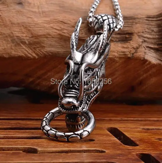 

Stainless steel dragon Pendant Men's Rolo Necklace Chain Jewelry 24'' 3mm