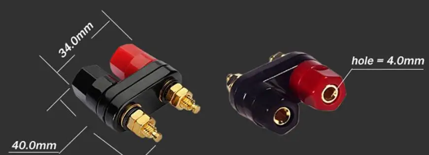 2pcs/lot Connecter Banana Plug Gold Plate Red Black Connector Terminal Banana Plugs Binding Post in Wire Connectors 4MM Resistor