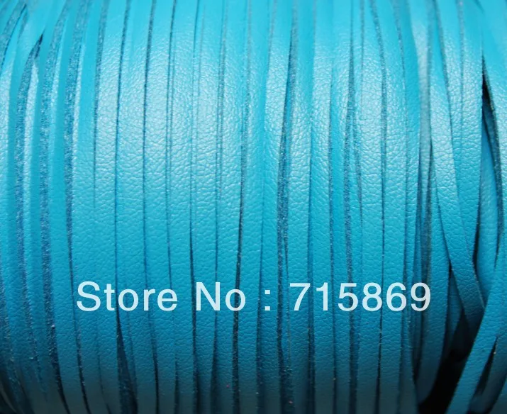 Free Shipping   3 x 1.5mm 100Yards (92M) Teal ONE SIDE Flat Faux Suede Leather Cord