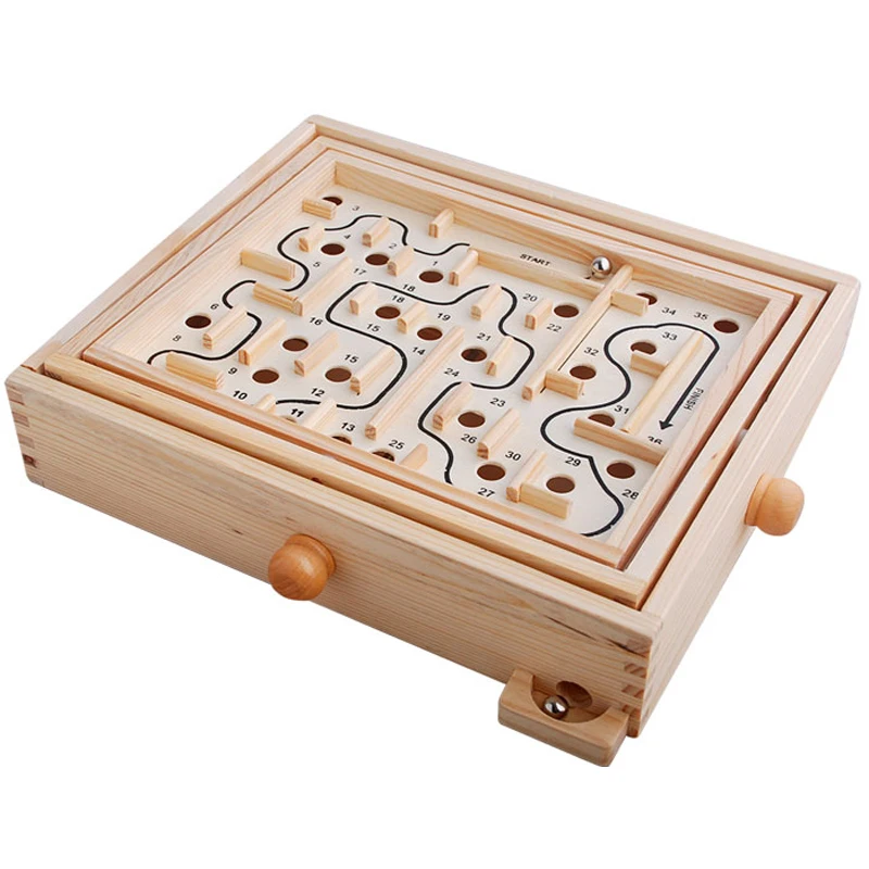 Labyrinth Wooden Toys Pinball Maze Board Game Kids Toy Wood Puzzle Magic Cube Family Games Children Desktop Decoration 28cm/11cm