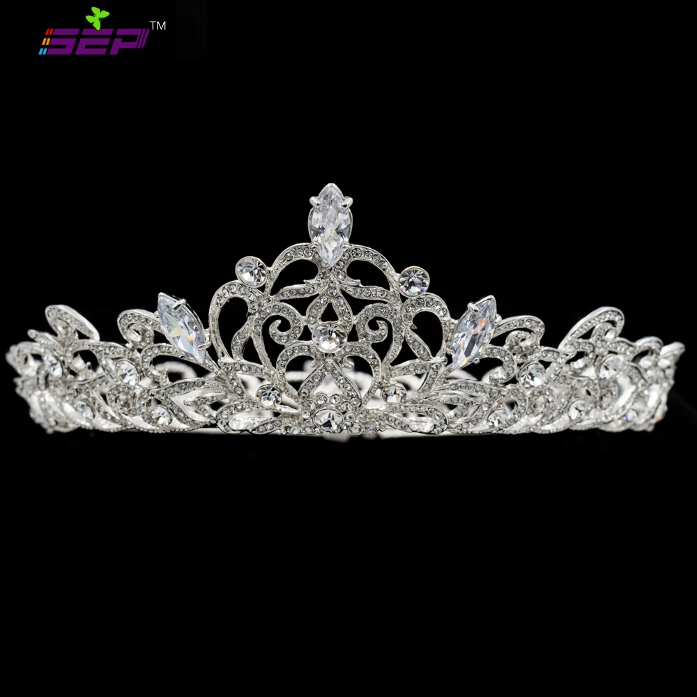 

Full Bridal Wedding Tiara Crown Headband Austrian Crystals Women's Prom Hair Accessories Jewelry SHA8719