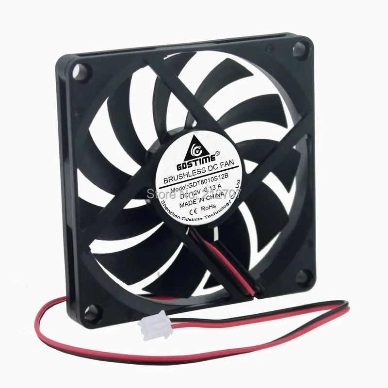 Imagem -04 - Gdstime-ventilador 2pin Cooler 8cm 80 mm 100 80x80x10 mm 12v 8010 Peças