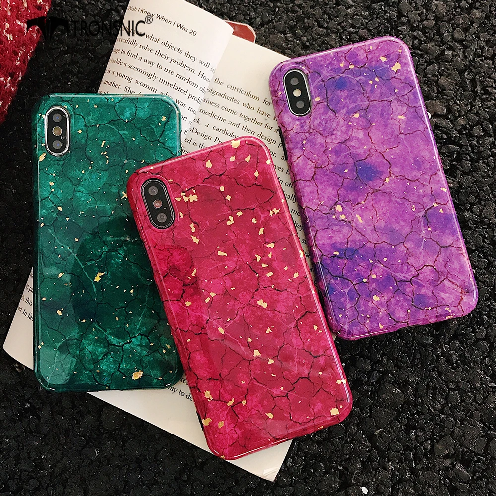 TRONSNIC Glitter Telefon Fall für iPhone X XS MAX XR Grün Lila Fall für iPhone 6S 6 7 8 plus Gold Folie Rot Luxus Abdeckung Mode