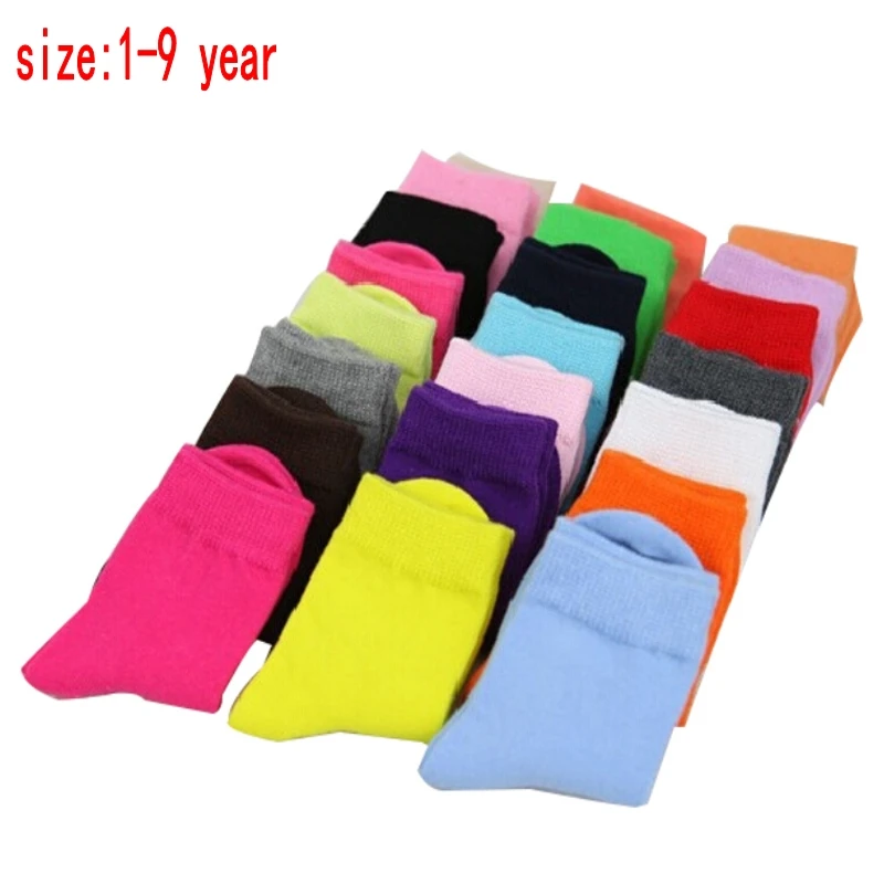 

5 pairs / 1 lot spring&autumn candy color cotton children socks boys socks / socks for girls 1-9 year sport kids socks