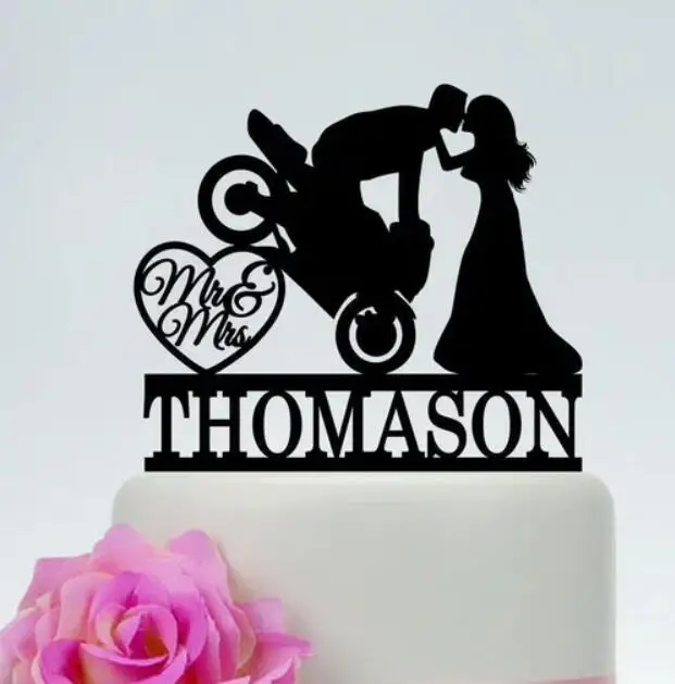 custom Acrylic Motorbike Mr&Mrs wedding Cake Toppers, couples motorcycle cake topper engagement bridal shower party decorations