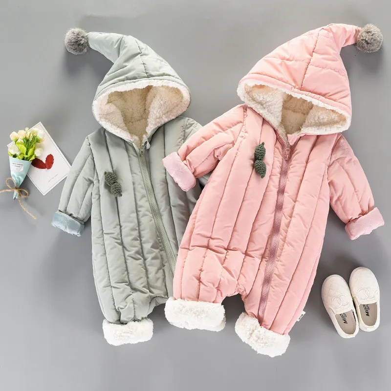 Baby Snowsuit Winter Infant Boys Girls Jumpsuit Thick Rompers Newborn Toddler Baby Overalls Clothes Hooded Warm Outdoor Clothing