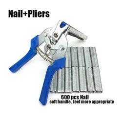 Fastening Clamp Installation Poultry Cage Plier & 600 Nails Chichen Rabbit Fox Bird Dog Cage Clamp Installation Kit Tool
