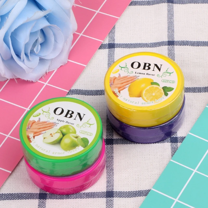 เครื่องสำอางค์ NAIL Polish Remover ผ้าขนหนูรสผลไม้ล้างผ้าฝ้าย