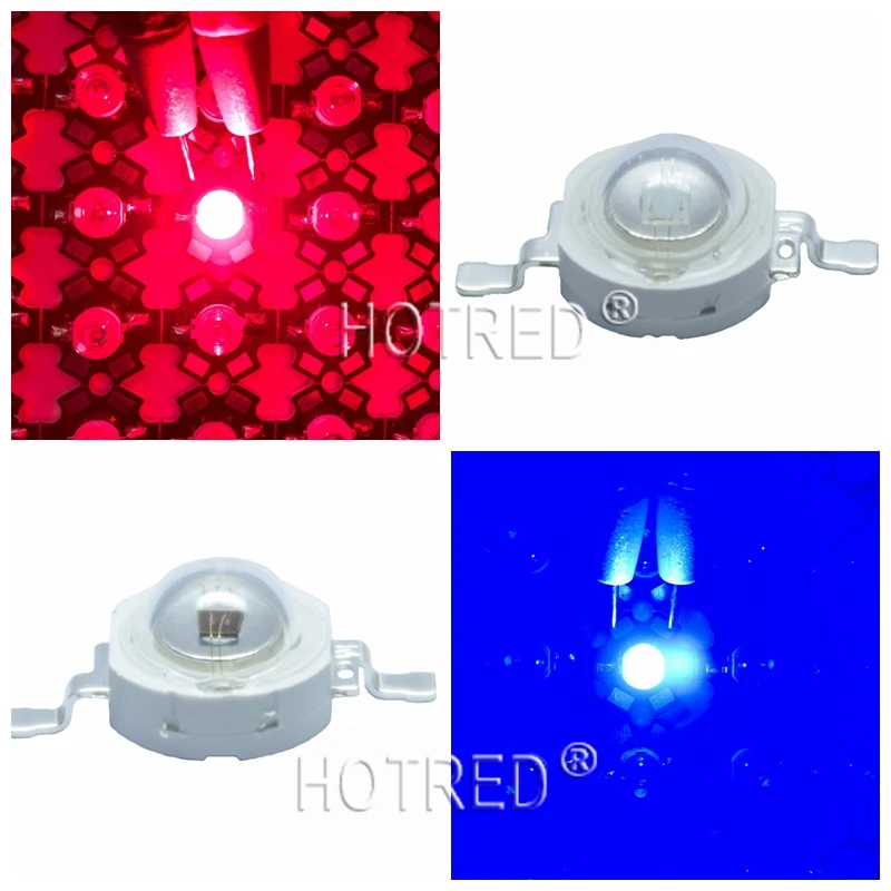 50pcs/lot LED Grow Light Diode LED Emitter 3W Grow Leds Deep Red Blue High Power Chip Growing Lamp 440nm 445nm 450nm 660nm