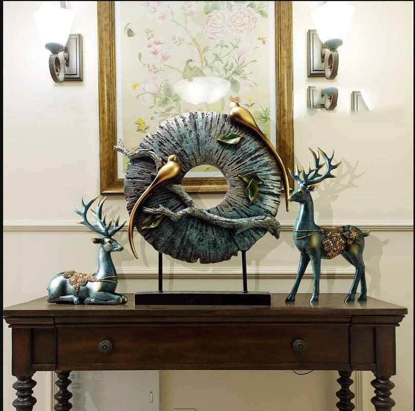 

Modern Luxury Resin Abstract Birds Ornaments Screen Decoration Crafts Home Livingroom Wedding Desk Deer Figurines Office Statue