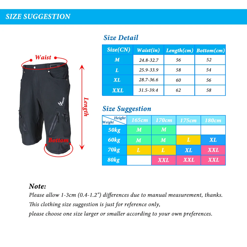 Arsuxeo Bike Short Trousers Baggy Shorts Cycling Loose Fit Summer Outdoor Cycling Running Clothes Bicycle Bike MTB Pants Shorts