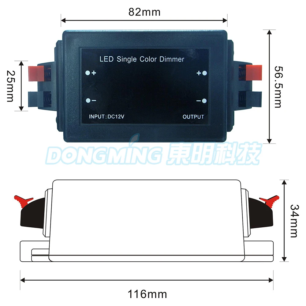 5pcs DC 5V 12V 24V 192W max power led light dimmer, single color led strip dimmer, RF 3key led dimmer