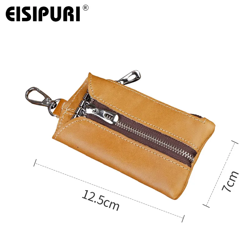 Men\'s Car Keys Wallets Genuine Cowhide Leather Male Key Holder Organizer Housekeeper Keychain Purse Key Ring Bag Keys Case Pouch