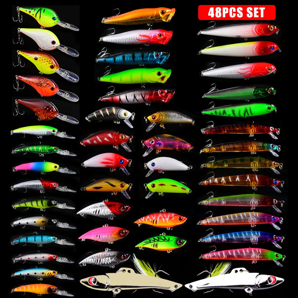 Mixed 11 Models Fishing Lure Set Catfish Minnow Fishing Tackle Artificial Fish Popper Plastic Hard Bait Supplies