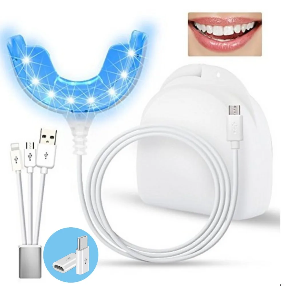 Portable Smart Cold Blue light LED Tooth Whitener Device Oral Whitening Kit 4 USB Ports For Android IOS Teeth Bleaching