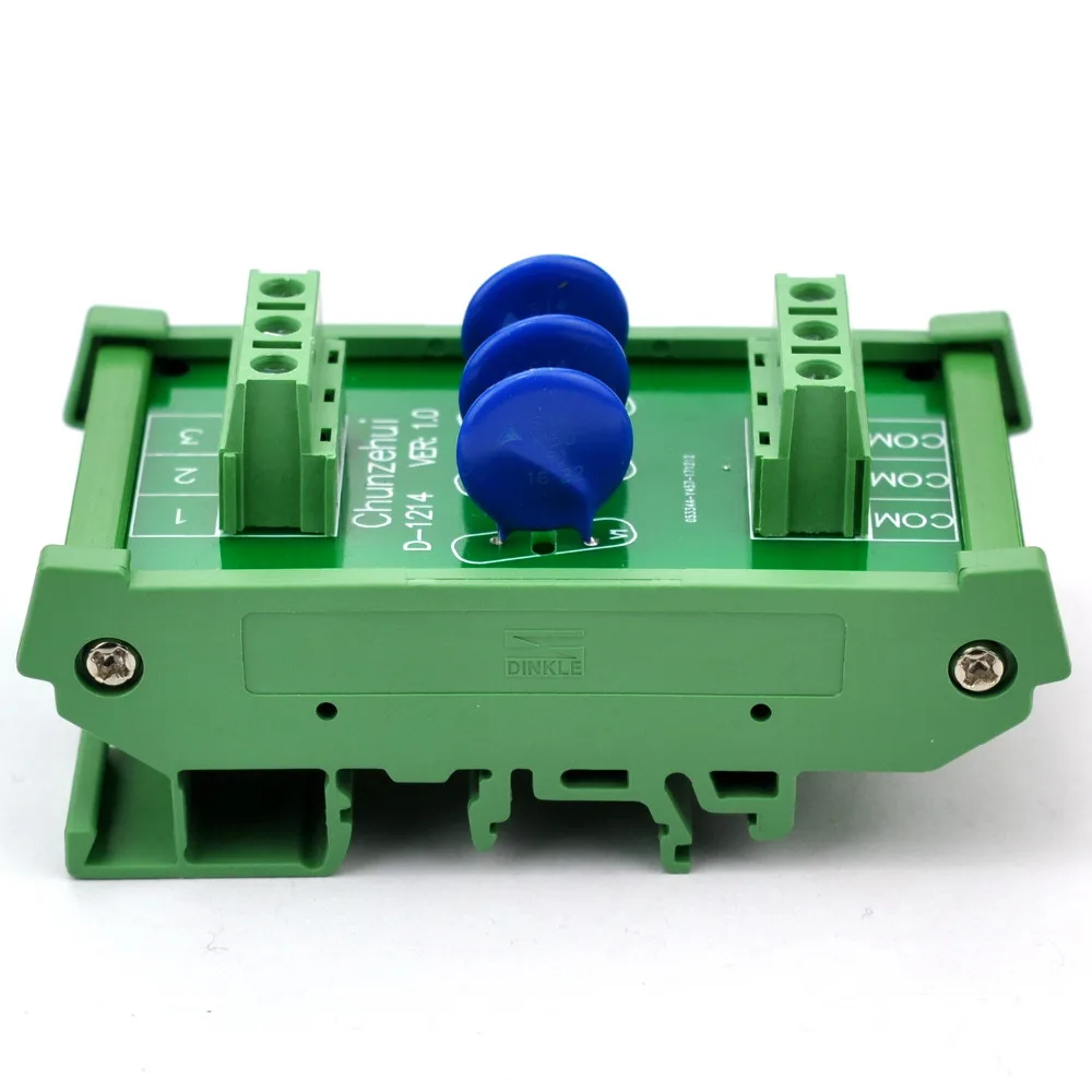 3 Channels Common DIN Rail 275V SIOV Varistor Surge Protection SPD Module.