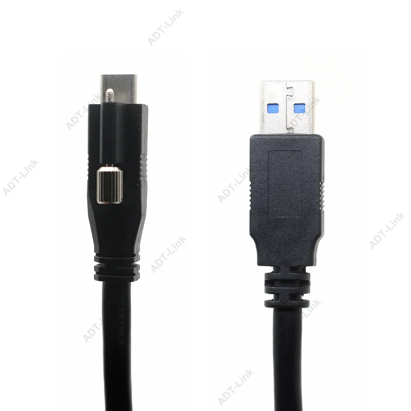 1.2M 4FT USB 3.1 Type-C USB-C Locking Connector to Standard USB 3.0 Data Cable With Panel Mount Screw