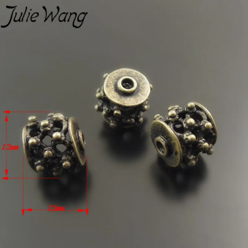 10PCS Ancient Cyan Beads Round Hole Hollow Shape Pendant Religious Style Bracelet Jewelry Accessories Birthday Party Dance