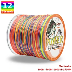 Power 12 Strands Braided Fishing Line 300m 500m 1000m 1500m Super Strong Japan Multifilament Multicolor PE Braid Line 35LB-180LB