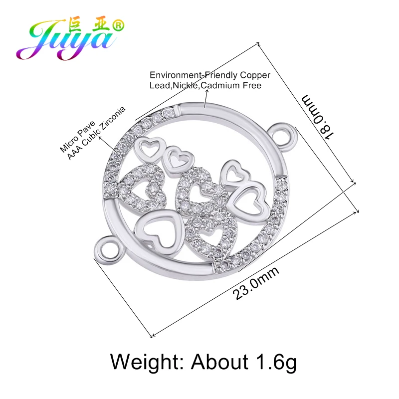 Juya DIY Handmade Jewelry Making Supplies Micro Pave Zircon Decorative Fashion Charms Connector Accessories Wholesale