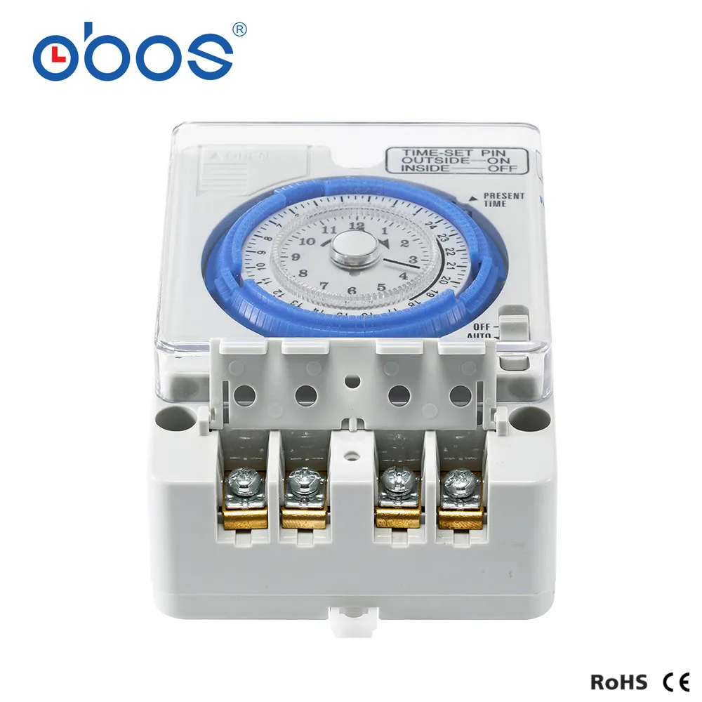 OBOS-مفتاح مؤقت تناظري LED ، مفتاح احتياطي ميكانيكي 24 ساعة ، يدوي/تلقائي ، TB388