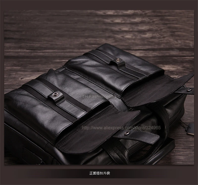 Luxury Men Genuine Leather Briefcase Business bag Leather Laptop Bag 15.6\