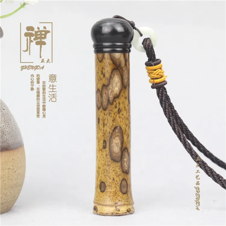 

Fine bamboo Merlot inlaid ebony head screw barrel mouth sticks powder snuff bottle tube wholesale small fragrant Sachet