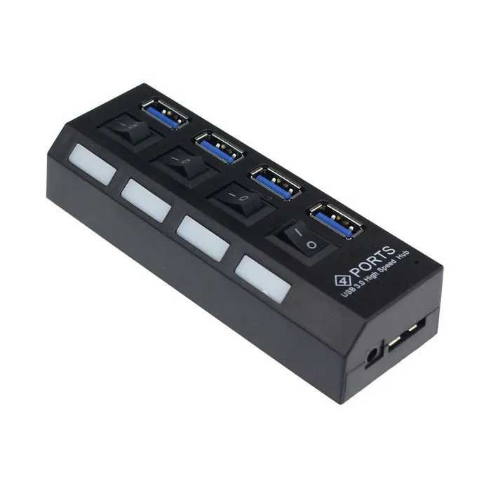 ฮับ USB 3.0 ความเร็วสูง 7 พอร์ต USB 3.0 HUB กับ EU/US Power Adapter Multi USB Splitter สวิตช์เปิด/ปิดสำหรับแล็ปท็อป MacBook PC