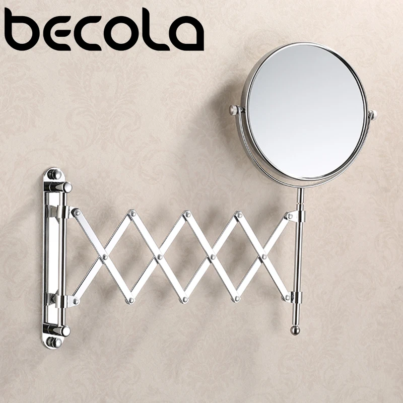 Becola 8 Inch 3X Magnifying Round Wall Make Up Mirror Two-Sided Retractable Bathroom Mirror 360 Degree Swivel Makeup Mirror