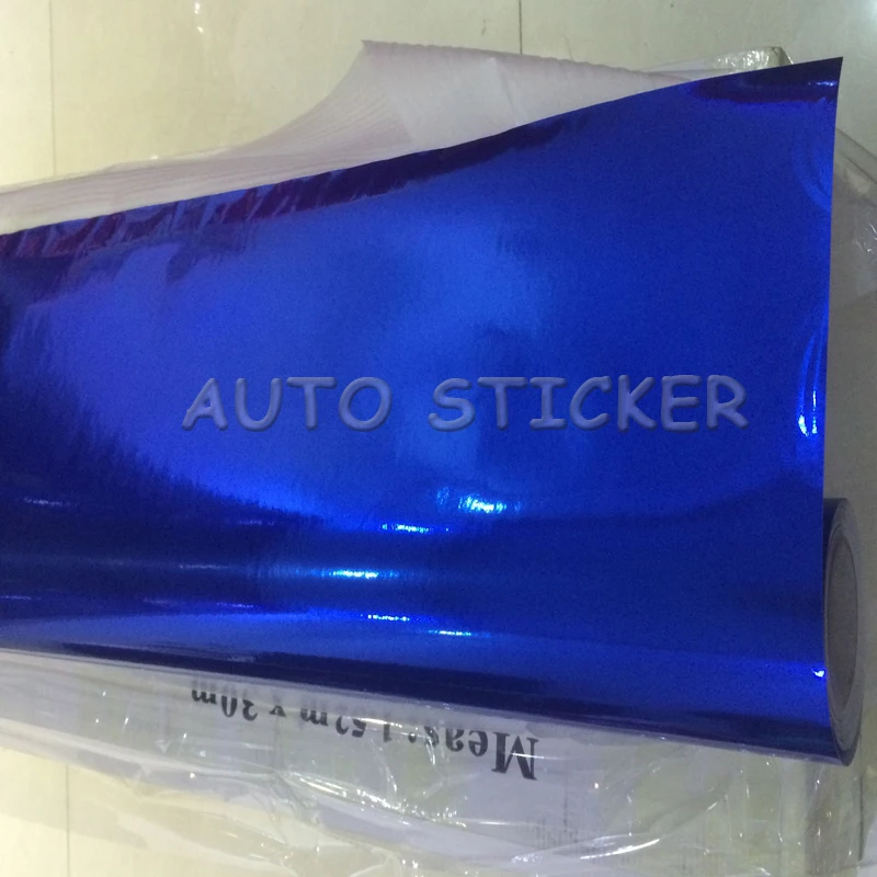 10/20/30/40/50X152CM Stretchable Chrome Vinyl Blue Chrome Car Wrap Foil Sticker Decal For Vehicle Auto Motorcycle Stickers