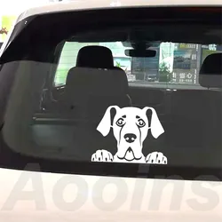 Peeking Great Dane Decal Personalized Vinyl Car Sticker, Pet Dog Great Dane Silhouette Removable Decals Car Window Laptop Decor