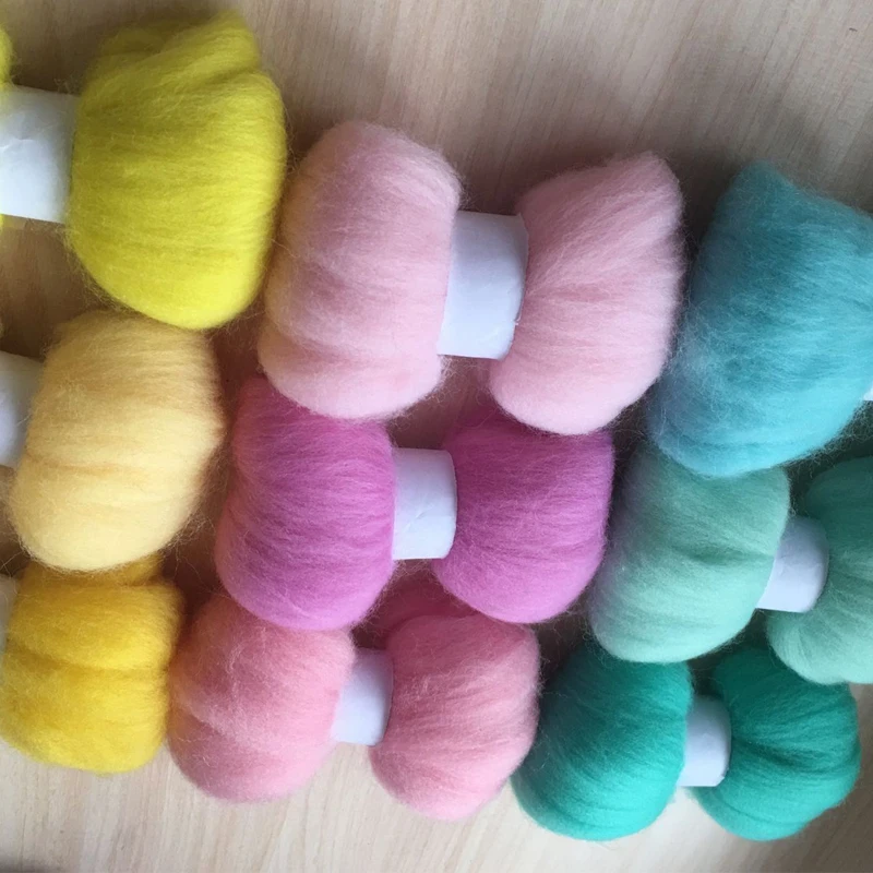 DIY 9colors wool fiber, roving fiber, felt wool wet felting,fiber felting ,needle felt fibre,wool fiber for felting,needle felt