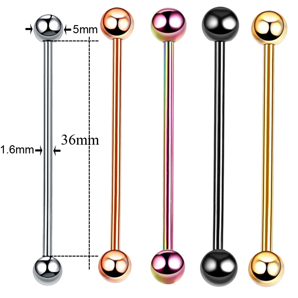 1PC Titanium Piercing Gem Industrial Barbell Earrings Crystal Flower Long Bar Cartilage Ear Scaffold Tragus Piercing Jewelry 14G