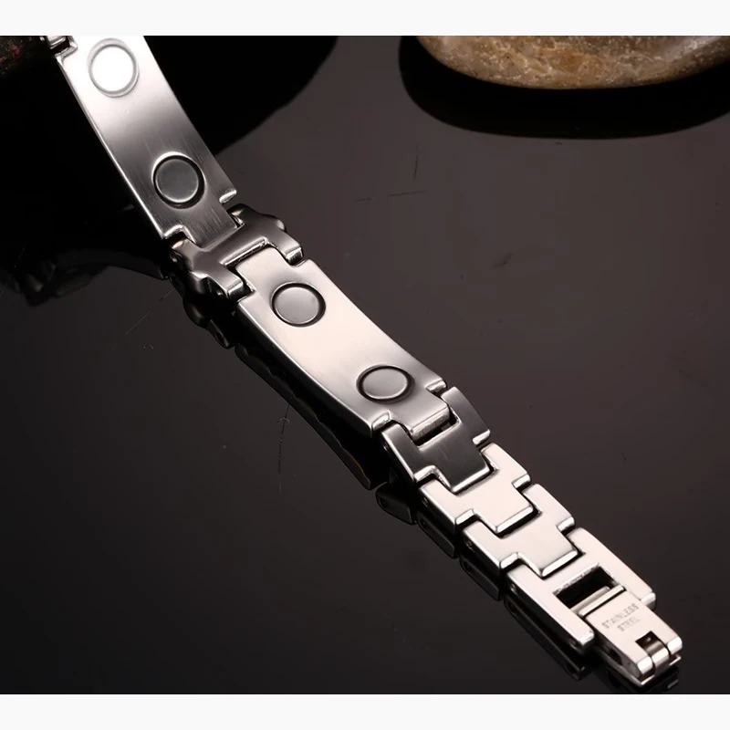 Vinterly Steel Magnetic Bracelet Male Hand Chain Health Energy Bracelet Men Stainless Steel Bio Magnetic Bracelets For Men Women