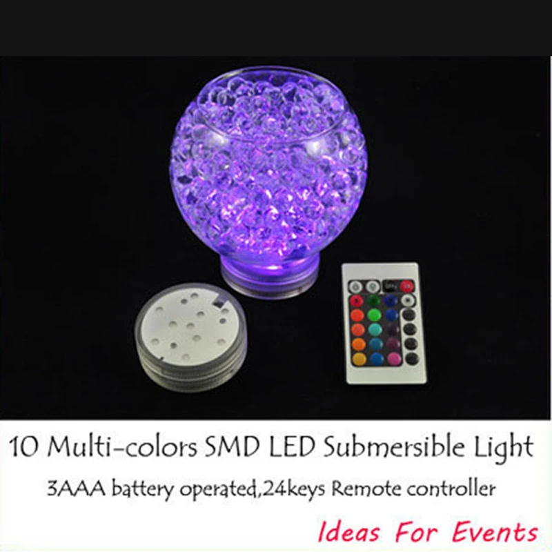 12 pieces Submersible led vase light, RGB Battery Operated Lights base with remote control for wedding party decoration