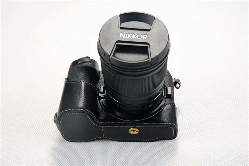 Nowa torba z prawdziwej skóry etui na aparat niepełne etui na nadgarstek do aparatu Nikon Z7 Z6 dół aparatu