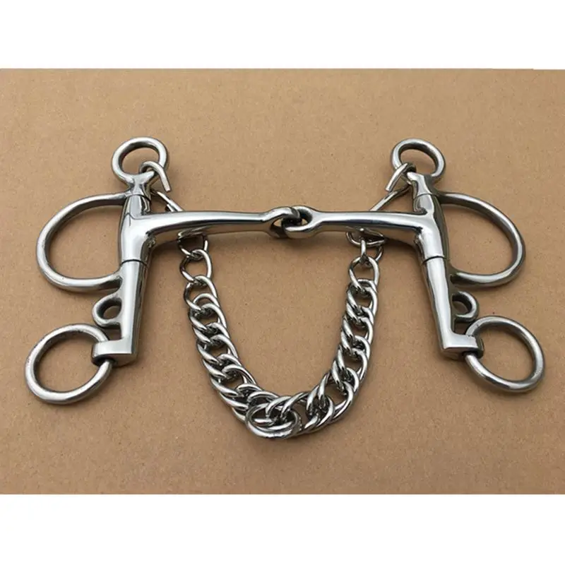 Stainless Steel Horse Bits Long Pelham Bit With Curb Chain Horse Equipment 5 Inches