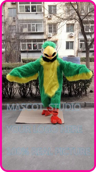 green plush parrot  Mascot costume custom fancy costume anime cosplay kits mascotte cartoon theme fancy dress carnival costume