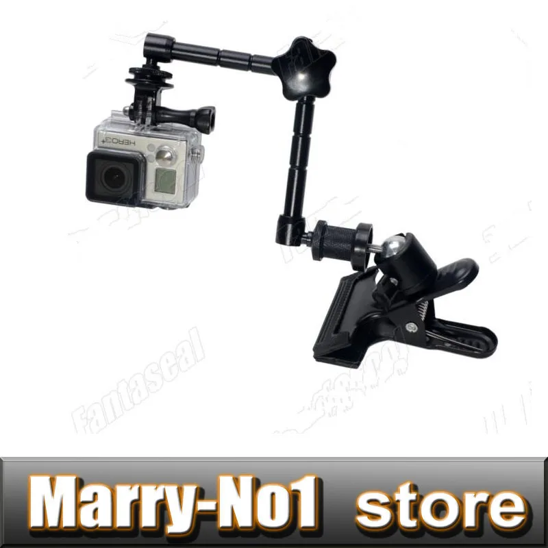 Suporte para estúdio fotográfico, suporte com braçadeira e tripé para gopro hero 3 + 3 2 1, 11 polegadas, articulação mágica