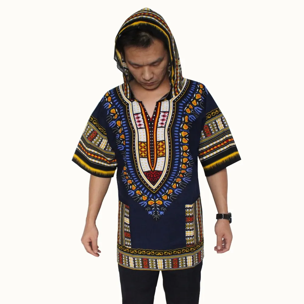 Mr Hunkle 2017New Design Dashiki Hoodies Loose African Print Dashiki Fabric Hood 100% Cotton Fashion Robe Clothing Unisex Kimono