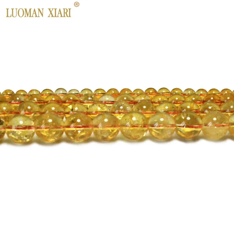 Wholesale Natural Citrines Crystal Beads Yellow Quartz Natural Stone Beads For Jewelry Making Diy Necklace 6/ 8/10/12mm 15\