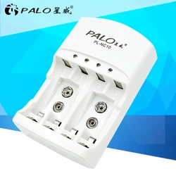 PALO 4 Slots Battery Charger For AA/AAA 9v (6F22) Ni-MH/Ni-Cd Rechargeable Batteries EU US Plug Portable Charging