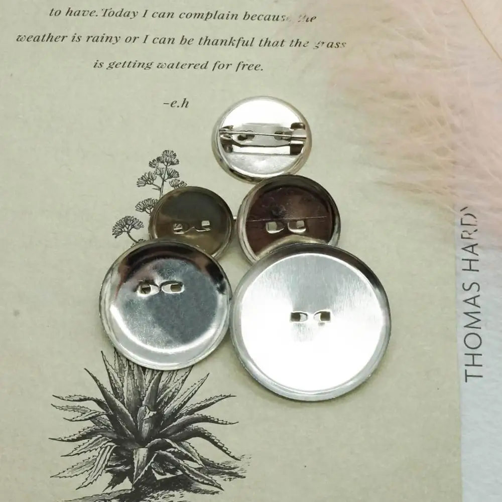 30pcs/lot 20 25 30 35mm Round Brooch Clasps Pin Disk Base Pad Bezel Blank Trays with Brooch Pins Cameo Cabochon Base Setting