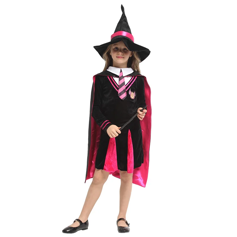 HUIHONSHE – déguisement de sorcière d'halloween pour enfants, tenue de déguisement pour filles, Cosplay de magicien, jeu de rôle pour écoliers