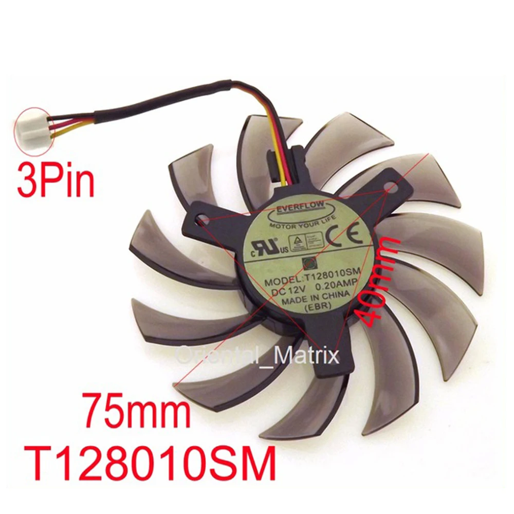 Free Shipping T128010SM 75mm DC12V 0.20A 40*40*40mm For GIGABYTE Graphics Card Cooler Cooling Fan