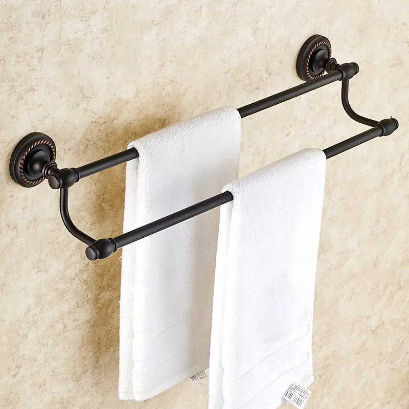 

Oil Rubbed Bronze Bathroom Double Towel Bar Wall Mounted Towel Rack Bathroom Accessories KD655