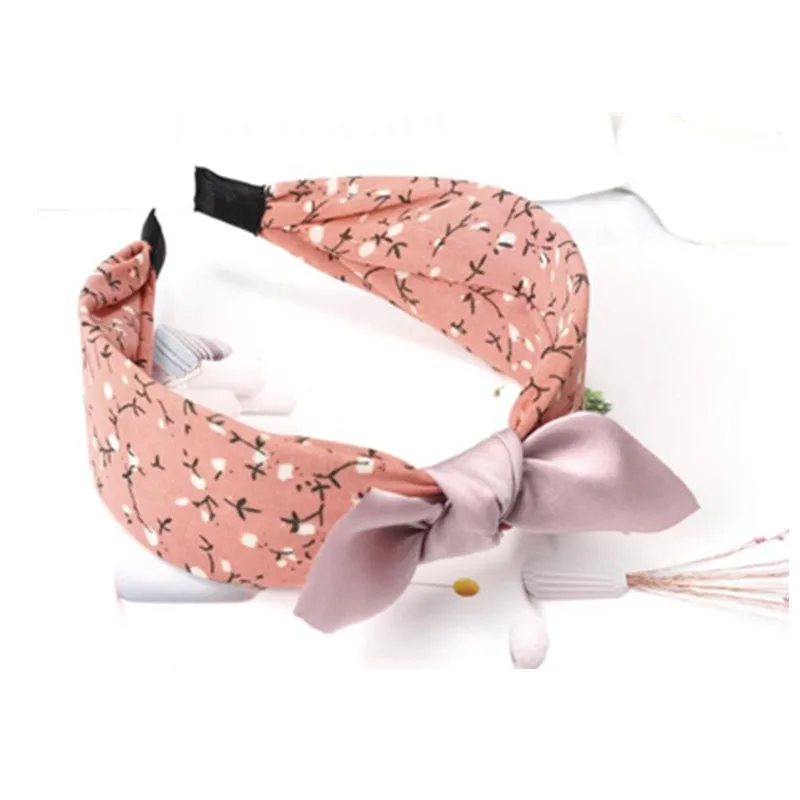 Primavera flor imprimir bowknot bandana para adultos acessórios para o cabelo feminino boho flora bandana arco verão hoilday