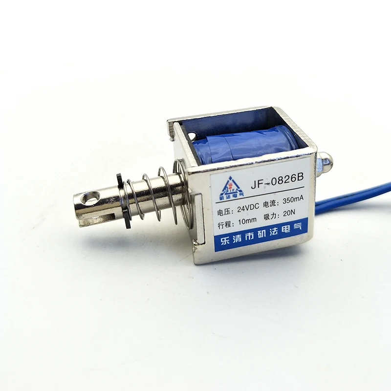 Picture 6: High quality DC 24V 350mA Push Pull Type Open Frame Solenoid Electromagnet 10mm Stroke 20N 4.4LB JF-0826B Free shipping